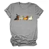 Amazon eBay Tienda Independiente Linda y Divertida Versátil para Mujer Perro Salchicha Fantasma Cuello Redondo Manga Corta Camiseta