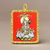 Pingente Thangka de Xizang Zakilam Quadrado Liga de Aço Titânio Dourado Vários Padrões de Minério Podem Escolher Direto da Fábrica