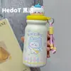 Nueva taza térmica temática de gatos para estudiantes, taza de agua portátil de alto valor estético, gran capacidad, linda taza de acero inoxidable con pajilla para niñas