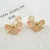 Aretes florales de moda estilo coreano con incrustaciones de diamantes, elegantes y únicos, suaves y delicados, adecuados para el uso diario y para ir al trabajo.