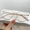 Óculos de Metal Poligonal de Alta Qualidade para Miopia Feminina, Clássicos, Elegantes, Literários, Lentes Planas Anti-Luz Azul Atacado
