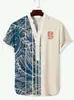 Camisa Polo Manga Curta Gola V 3 Botões Estilo Japonês Ukiyo Impressão 3D Transferência Térmica Flor Animal Paisagem Figura Transfronteiriça