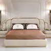 Directo de Fábrica Lujo Ligero Italiano Cama Doble Cama Grande Dormitorio de Lujo Ligero Cama de Piel Modelo de Villa Habitación Club de Gama Alta