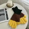 Guantes de Punto de Lana de Color Contrastante Cálidos para Otoño e Invierno, Guantes sin Dedos para Pantalla Táctil