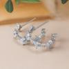 Pendientes de botón con flor azul estilo ins, chapados en cobre, oro auténtico de 18 quilates con incrustaciones de circonita y diamantes, joyería de estilo coreano transfronterizo.