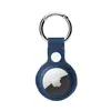 Estojo de Couro PU Curto Anti-Perda para Apple Airtag Chaveiro Localizador Rastreador de Animal de Estimação