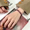 2025 Joyería Huabi Retro Europeo y Americano Corindón Artificial Lujo Accesible Pulsera de Oro Negro Completamente Diamantada Pulsera Piedra Heroína 4mm