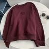 Sudadera de Manga Larga con Bordado de Tela Design Sense, Cuello Redondo, Estilo Americano, Sencilla, de Algodón Puro, Delgada para Primavera y Otoño, sin Capucha, Top Combinable para Mujer