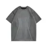 Camiseta Reflexiva de Veludo de Couro de Veado Estilo Americano High-street Masculina de Verão Gola Pequena Marca de Moda Manga Curta Cleanfit Roupas de Alta Qualidade