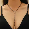 Popular Collar Largo de Cadena con Colgante de Cruz para Mujer Europeo y Americano, Joyería de Moda para Pascua, Colgante Sexy de Retrato con Borla