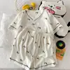 Tiro real de fábrica original serie de algodón nube de verano con cuello en V conjunto de traje de manga corta conjunto de pijama para mujer ropa de casa