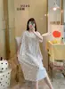 Nuevo Vestido de Manga Corta para Mujer, Estilo Europeo Vestido Pijama para Casa, Holgado Oversize, Estampado Floral, Primavera/Verano, Talla Única, Casual