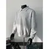 Camisa polo estilo coreano de caimento solto com punhos canelados, modelagem ampla, adequada para o dia a dia, para ir ao trabalho e como um top casual para casais