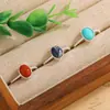 Anillo de Plata Esterlina S925 con Dijes Incrustados de Aguamarina Natural y Piedra Lunar, Banda Lisa de Moda y Sencilla con Patrón de Cuerda Retorcida