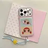 Funda simple de dibujos animados en combinación rosa y amarillo adecuada para iPhone 17 Pro Max, Apple 16, con cordón, anticaídas para iPhone 15