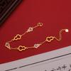 Pulseira de Ouro de Areia Vietnamita Ouro Antigo Esmalte Cabacinha Recortada Banhada a Ouro Azul Queimado Pulseira Elegante com Bênçãos e Bênçãos