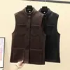 Chaqueta de trabajo de gran tamaño con bolsillos para mujer, nueva colección otoño/invierno 2026, cuello alto elegante, efecto adelgazante, chaqueta chaleco versátil para mujer