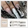 Manicura Europea y Americana de Larga Duración Piezas de Manicura Francesa Blanca y Negra Cadena de Cuentas Plateadas Pegatinas para Uñas Postizas de Estrella Uñas