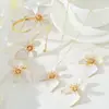 Conjunto de Joias Transfronteiriças Europeu e Americano: Conjunto de Colar, Brincos, Pulseira e Anel de Flor em Camadas com Gotejamento de Óleo, Acessórios de Mão, Pulseira de Pulso
