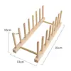 Estante de secado en stock de fábrica estante de secado de platos de madera creativa estante de platos estante de platos suministros de cocina estante de almacenamiento de madera maciza