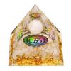 Adorno de Pirámide de Bola de Cristal Natural, Pieza de Decoración para el Hogar de Grava de Cristal Recubierta de Resina, En Caja