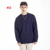 Sudadera de cuello redondo de rizo de algodón puro de 400 g, sudadera pesada de marca de moda, cuello redondo de algodón de rizo unisex de color liso