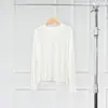 Liquidación a Precio Especial | Cadena de Suministro de Comercio Electrónico Básico Clásico Megan Camiseta de Manga Larga con Cuello Redondo de Lyocell Tencel Lana