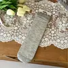 Calcetines Apilados de Seda de Morera Blancos de Una Pieza con Borde Fruncido para Mujer, Calcetines de Media Pantorrilla, Seda de Morera Ligera y Transpirable