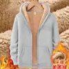 Sudadera Gruesa de Lana de Cordero de Invierno para Hombre, Jersey con Capucha, Color Sólido, Top Cálido para Estudiantes, Camiseta Base Forrada de Polar, Ropa Moderna para Hombre