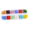 12 colores 4 mm cuentas planas cuentas de cristal en una caja. Anillo de accesorios para joyería de cuentas hechas a mano DIY