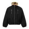 Parka Casual Retro con Cuello Alto y Cuello de Piel, Chaqueta de Algodón para Hombres y Mujeres, Abrigo Grueso Holgado y Cálido para Otoño e Invierno