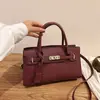 Bolsas para Mujer en Otoño e Invierno Nuevas de Moda Europeas y Americanas Bolso de Hombro de Color Sólido Simple Bolso de Mano Elegante de Piel Texturizada Bolso Kelly