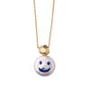 Collar de Perlas Naturales para Mujer Lindo Sonriente Contraste de Color Retro Cadena Metálica para Clavícula Personalizado Joyería Pequeña y Simple para el Cuello