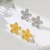 Pendientes de flor de cinco pétalos con diseño de personalidad europeo y americano, moda, elegantes pendientes de acero de titanio para mujer, no se decoloran, venta al por mayor, combinan con todo