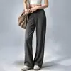 Conjunto de Yoga Feminino Elegante de Alta Qualidade com Calça Wide Leg e Bolsos Cintura Alta Modelador Pilates Corrida Matinal Fitness Conjunto de Duas Peças