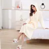 Bata de Dormir de Forro Polar de Coral a Rayas Larga y Gruesa Chuhui para Otoño e Invierno, Bata Personalizada Absorbente