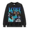 Camiseta de manga corta con estampado de hip-hop retro transfronterizo estadounidense JCole, sudadera con capucha de cuello redondo y manga larga gruesa