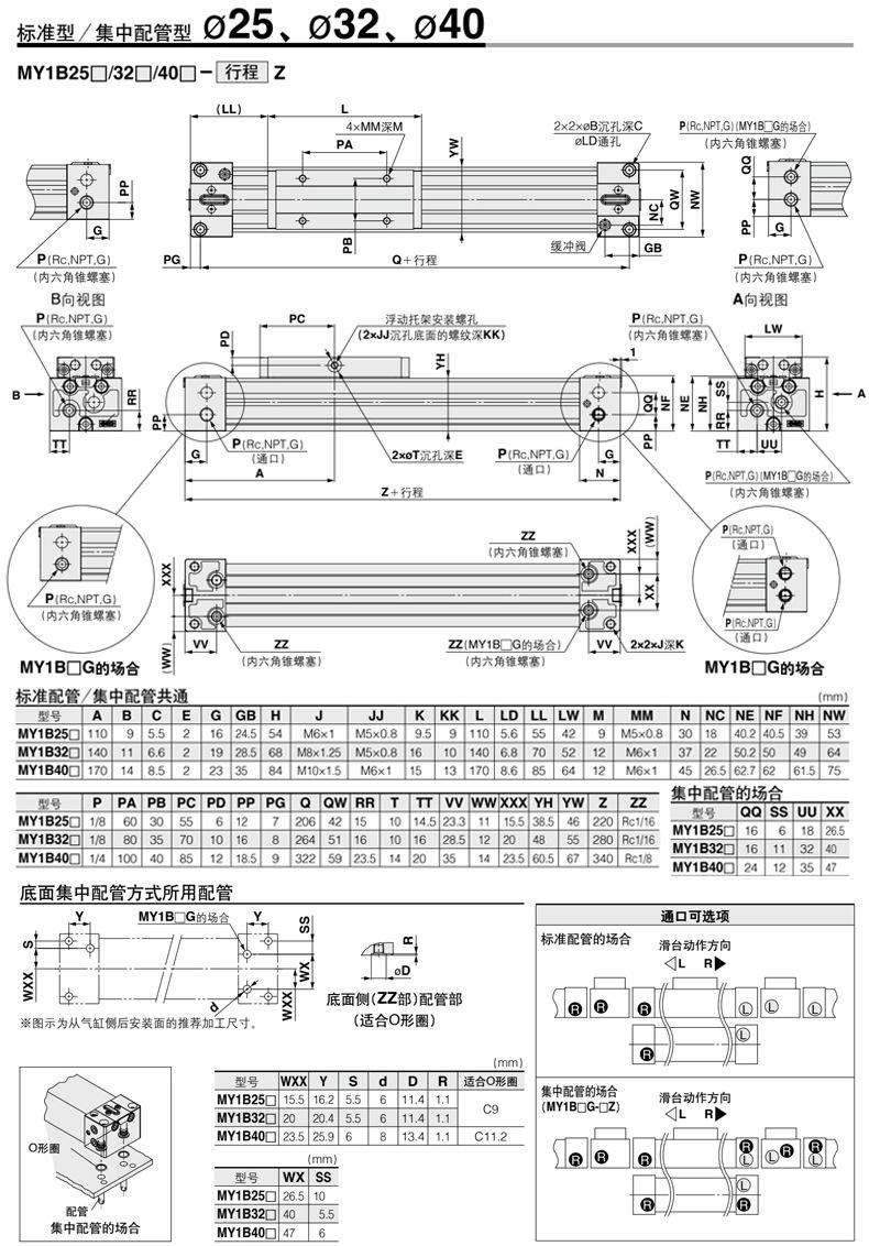 MY1B25-1500机械式无杆气缸