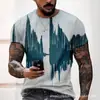 2024 Exportação Transfronteiriça Eurasiática Estampa Digital 3D Moda Padrão Animal Tendência Série de Arte Camiseta Masculina