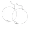 Estilo de Nicho de Lujo Ligero Pulsera de Pareja con Candado de Corazón Plata de Ley S925 Diseño de Esposas Regalo de San Valentín Venta al por Mayor de Fábrica
