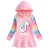 Vestido de Moletom com Capuz Arco-Íris de Desenho Animado Manga Longa Outono Novo Estilo Coreano 2020 para Meninas TikTok