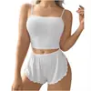 Conjunto de shorts con tirantes de color liso simple, estilo europeo y americano, nuevo para verano, de corte ajustado para mujer, transfronterizo 2026