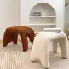 Taburete con Forma de Gato para Uso Doméstico, Taburete Ligero de Lujo para Cambiar Zapatos, Taburete de Entrada, Taburete Sofá para Vestíbulo, Taburete de Tocador de Lana de Cordero, Se Puede Usar para Sentarse