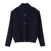 Cardigan Jacket de Punto de Cinco Colores de Cuello Alto Estilo Europeo y Americano Nuevo Otoño 2026 para Mujer en Blanco
