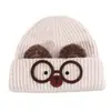 Chapéu de Tricô Fofo com Orelhas de Gato para Mulheres no Outono e Inverno, Chapéu de Lã Quente para Cabeça Grande, Chapéu Frio Cartoon com Rosto de Gato Mostrando Orelhas Pequenas para Proteção contra Frio