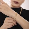Azúcar Moda Europea y Americana Acero Inoxidable Cuarteto Zircón Garra Taladro Pulsera Femenina Acero Inoxidable PVD Dorado al Vacío Color Conservación