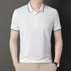 Camiseta de Manga Curta com Gola Lapela de Verão Masculina Cor Sólida Branca Lisa Camisa Publicitária Manga Meia Manga Polo Roupa de Trabalho em Equipe Masculina Verão