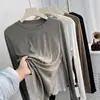 Camiseta de punto fina, suave, cómoda, sedosa, con protección solar, manga larga para mujer, Primavera/Verano, Lyocell + Seda de Morera
