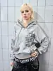 Comercio Exterior Y2K Retro Americano Desgastado con Capucha Felpa Diseño Calle Moda Europea y Americana Nueva Sudadera con Capucha y Cuello de Piel