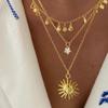 Diseño Minimalista Europeo y Americano Cadena para Clavícula de Disco Dorado, Collar Versátil con Colgante Personalizado de Cara Sonriente Sol Estrella de Lujo Ligero para Mujeres